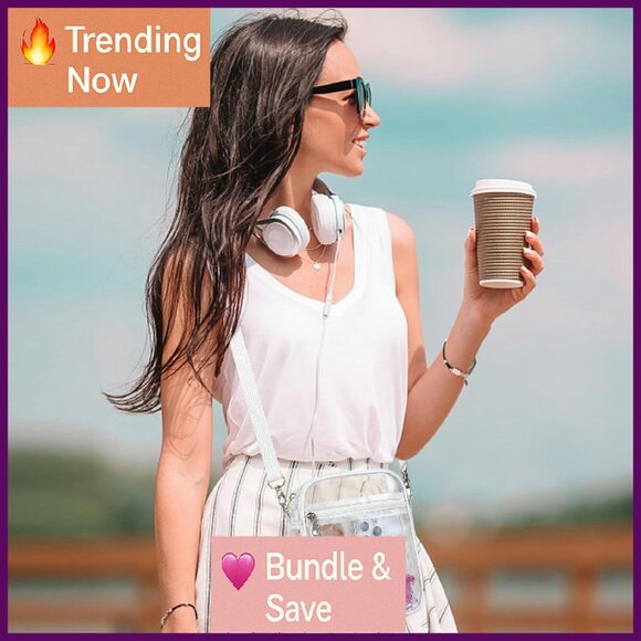 Clear Stadium Approved Crossbody Bag, Transparent Messenger Purse - Picture 4 of 4